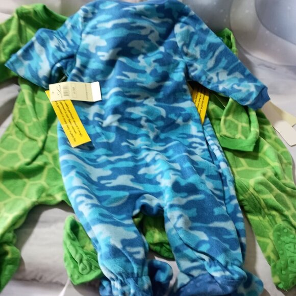 Leveret Lot 4 Fleece Footie Pajamas 6-12M Blue Green Gripper NWT Baby Sleepers - Picture 8 of 12